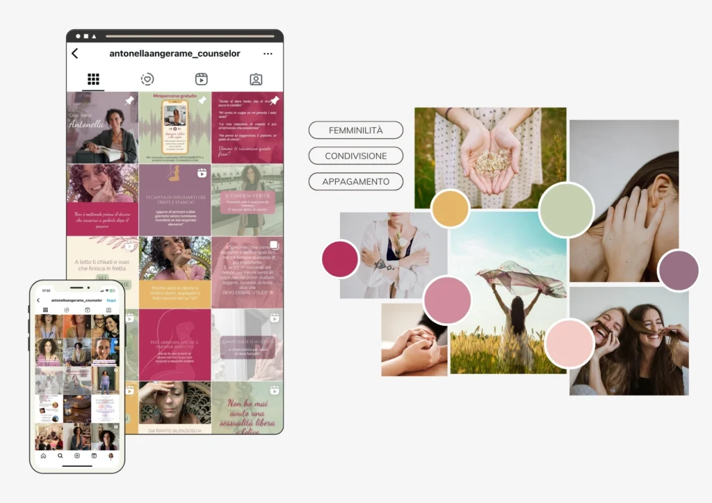 studio palette colori feed instagram moodboard font